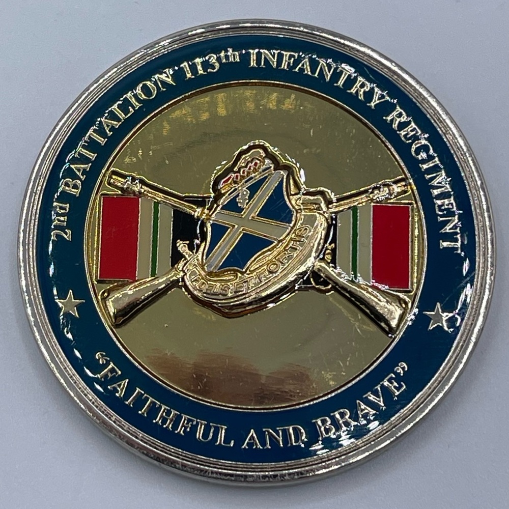 2nd Battalion 113th Infantry Op.‎ Iraqi Freedom Gold  Tone Challenge Coin 2.0”